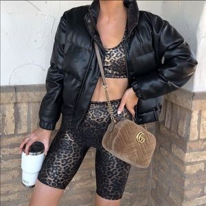 Spanx Faux Leather Leopard Bike Short